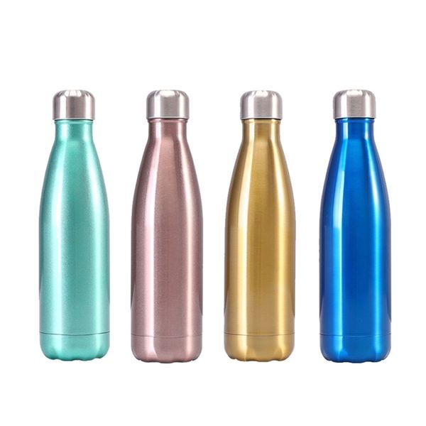 Garrafa de 500 ml de 500 ml para garrafas de água garrafa de cola brilhante aço inoxidável aço de frasco de copo de copo de esportes 220621