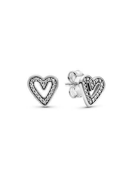 

new 925 sterling silver stud hoop figure 8 zirconia stud earrings original box pandora charming cz luxury designer jewelry womens earrings, Golden;silver
