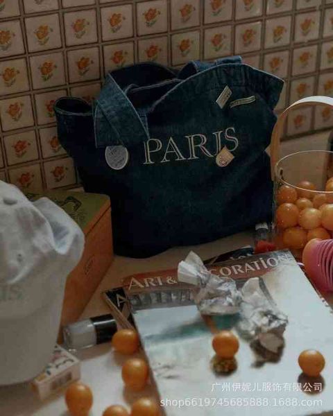 

shopping bags korean vintage embroidered denim canvas 220420