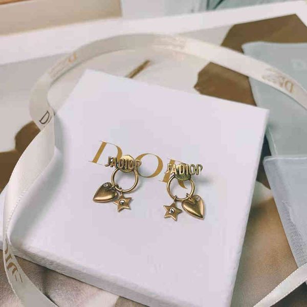

2022 factory wholesale new di home round tassel love star single diamond earrings female used earrings, Golden