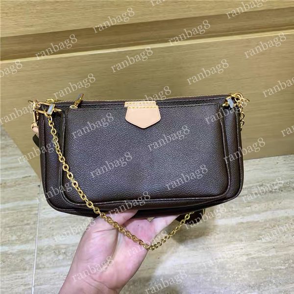 

women's multi crossbody bag 44813 3 sets genuine leather accessories chain shoulder bag with round wallet strap high quality