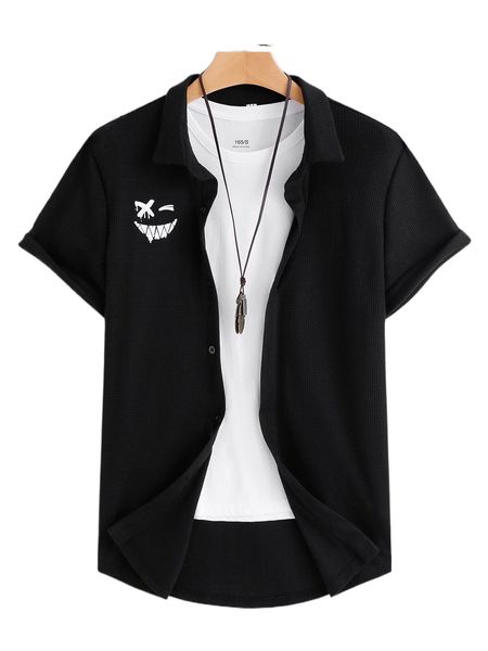 

men 1pc cartoon graphic shirt v0gs#, White;black