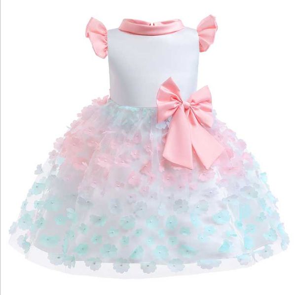 2022 sommer Mädchen Kleid Prinzessin Bogen Blume Kinder Hochzeit Kleider Für Mädchen Kleidung Baby Geburtstag Party Kostüm Kinder Kleidung