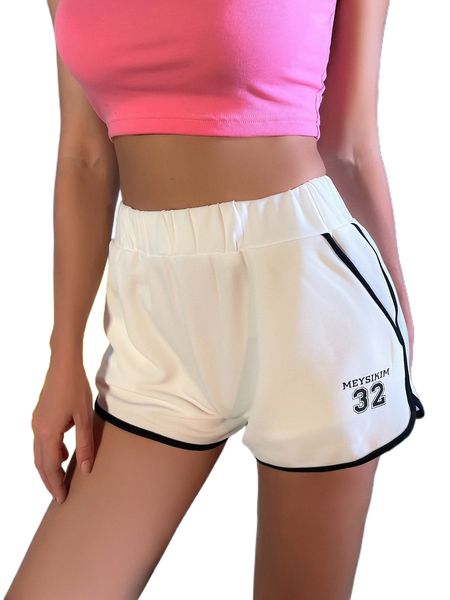 

meysi kim letter graphic contrast binding shorts l9gz#, White;black
