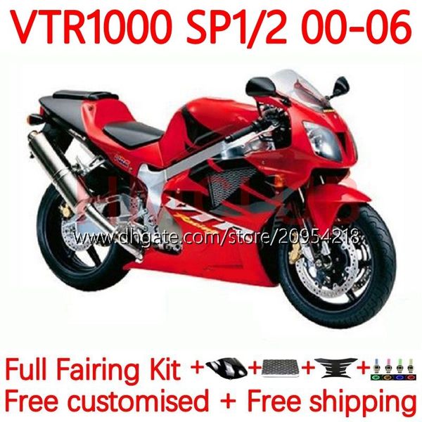 Kit carrozzeria per HONDA VTR1000 RC51 SP1 SP2 RTV1000 2000-2006 Bodys 110No.214 VTR-1000 00 01 02 03 04 05 06 VTR 1000 2000 2001 2002 2003 2004 2005 2006 Carena rosso fabbrica