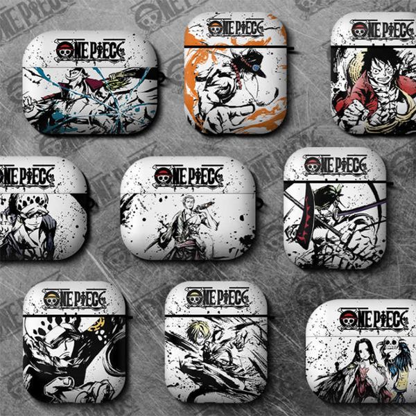 

airpods 1 2 3 pro case funda para apple airpods 1, 2, 3 pro, luffy zoro, pintura de tinta de anime, accesorios para auriculares, funda para