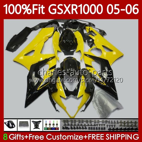 Инъекционные формы Bodys для Suzuki GSXR1000 GSXR 1000 CC K5 GSX-R1000 Yellow Black Black 2005-2006 CUDLEWORK 122NO.61 1000CC GSXR-1000 05 06 GSX R1000 2005 2006 OEM обтекатель