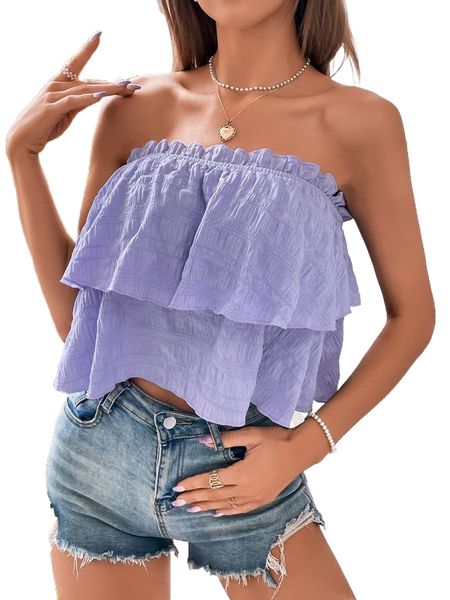 

frilled layered hem tube q9gu#, White