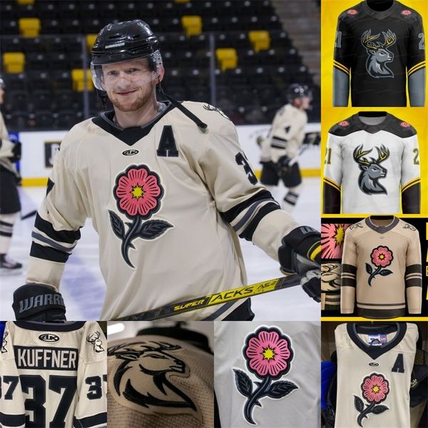 

a3740 2022 iowa heartlanders third echl ice hockey jersey ryan kuffner fedor gordeev luke nogard corbin kaczperski zach white hunter jones c, Black