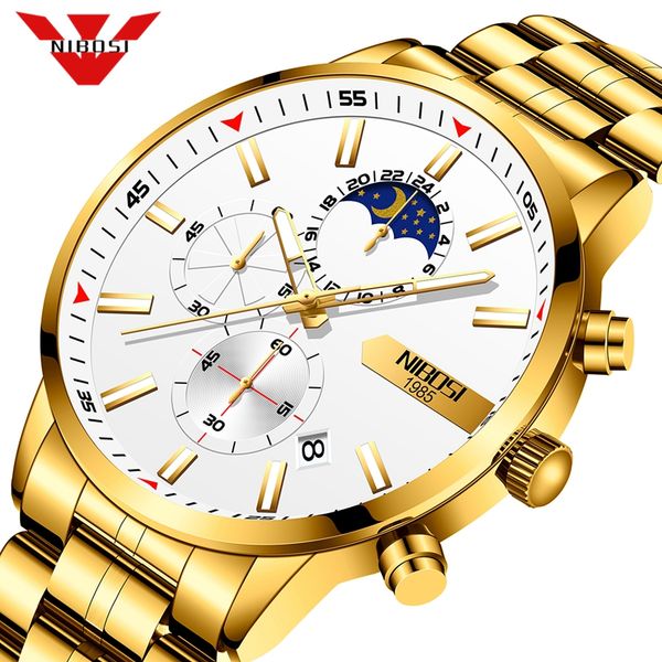 

nibosi stainless steel watches mens sports waterproof luminous chronograph brand luxury quartz men watch relogio masculino