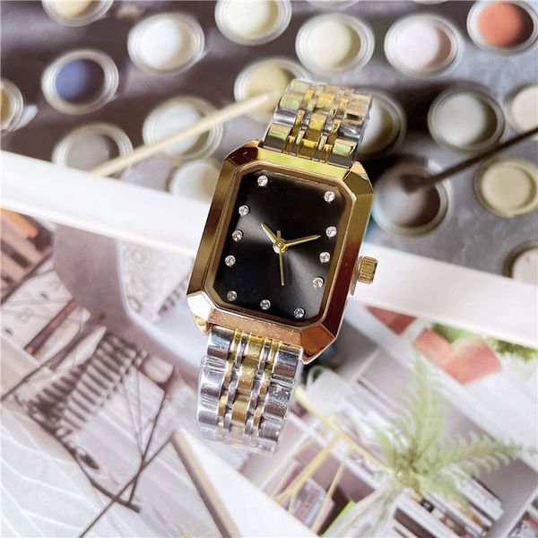 

2023 women luxury watches three stitches series womens quartz watch european brand steel strap diamond clock fashion girl accessories, Slivery;brown