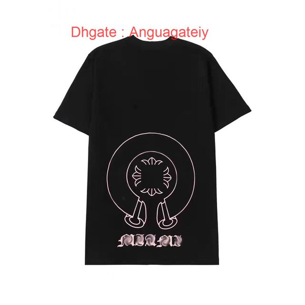 

luxury summer mens t shirts horseshoe flower tees ch brand man cross t-shirts sanskrit letter designer tshirts fashion boy hip hop sweater w, White;black