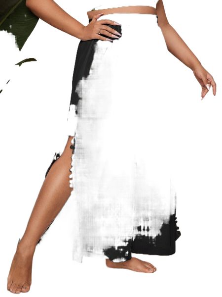 

plus pompom split cover up a3w5#, Black