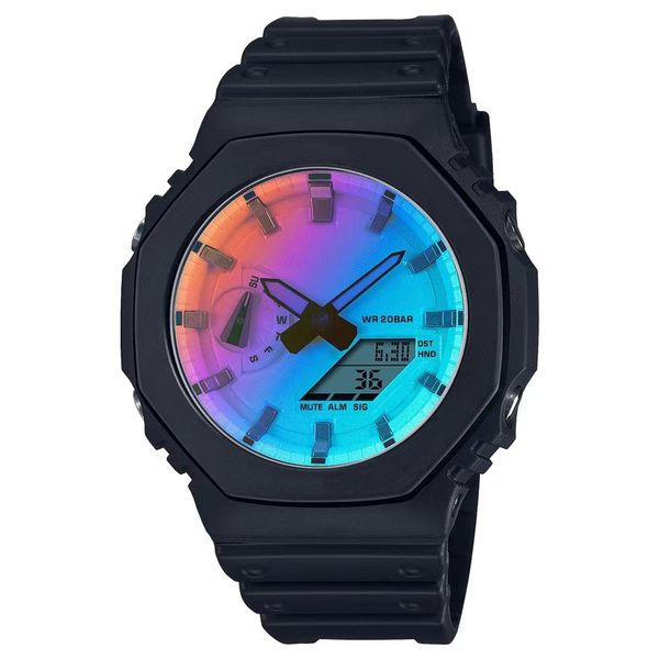 

iced out watch sports quartz digital men's 2100 watch full function led automatic hand lift light waterproof, Slivery;brown