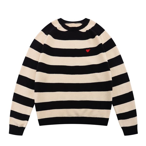 

men's sweaters a20# love embroidered striped knit sweater couple casual pullover, White;black