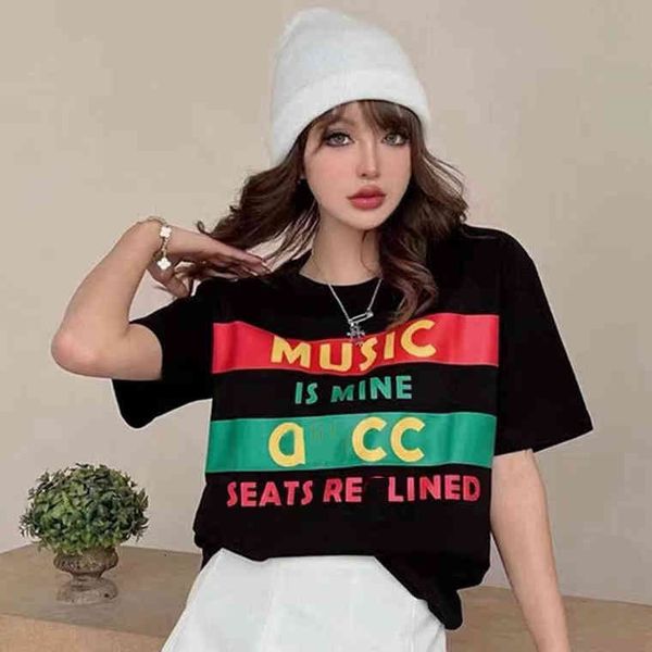 

women's t-shirt gu summer lettered co branded short sleeve t-shirt, White
