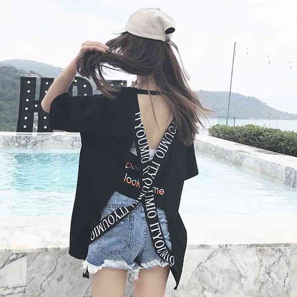 

new fashion 2022 new back short sleeve hollow t-shirt summer t-shirt short sleeve tee wholesale, White;black