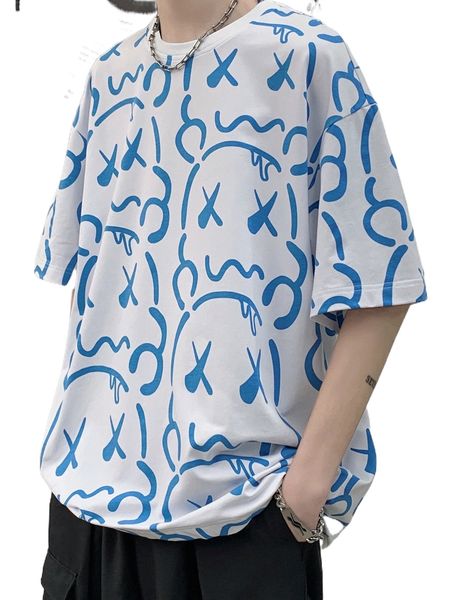 

men cartoon graphic tee c4mu#, White;black