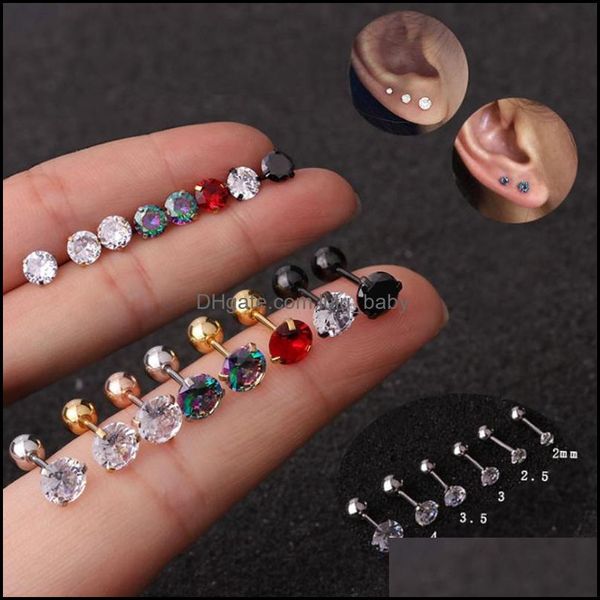 Body Arts Tattoos Art Health Beauty Conjunto de 6 PCs CARTILAGEM DE ZIRCON CARTILAGEM TRAGUS Brincos Piercing Jewerly For Women A Dhojs