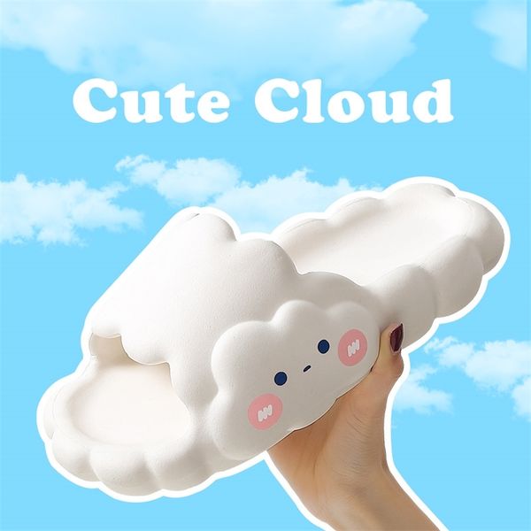 

cartoon cloud women summer sandals men couples outside thick bottom nonslip sole casual beach home slipper shoes 220628, Black