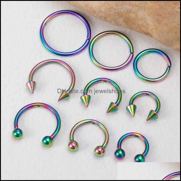 

nose rings studs body jewelry stainless steel ring septum hoop earrings ear cartilage tragus helix circar lip horseshoe real piercing set, Silver
