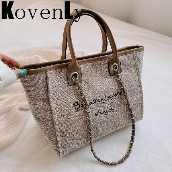 

casual tote handbag for woman brand fashion shoulder bag metal chain large size shopping totes classic woman bags canvas bag