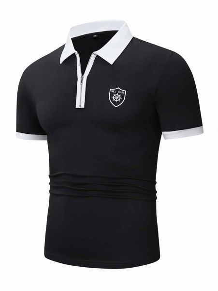 

men random rudder & letter graphic polo shirt k637#, White;black