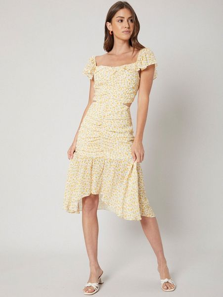 

viscose fitted gathered dress i1tg#, Black;gray