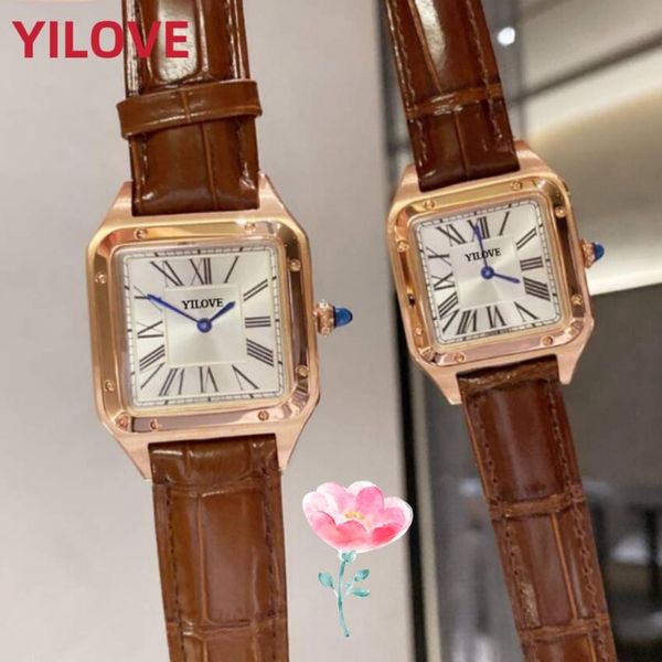 Montre De Luxe Orologio da donna classico da uomo Movimento al quarzo importato Orologio Cinturino in vera pelle Cassa in acciaio inossidabile impermeabile Orologio da polso con chiodo a parola romana