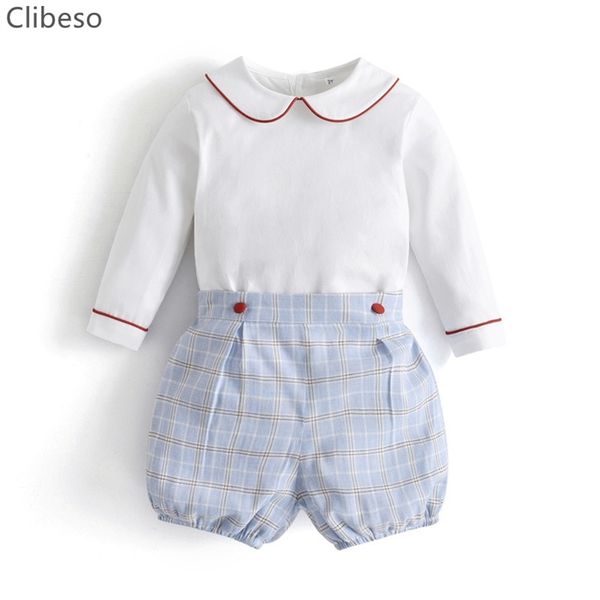 

sisterbrother matching baby boy clothes set child plaid bloomers white shirts spanish boutique boys classic outfit clothing 220620