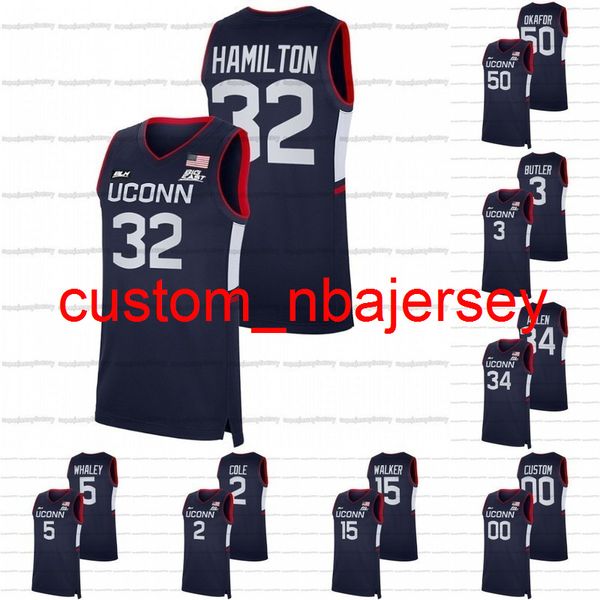 NCAA UCONN Huskies Jersey College Basketball Basketball Isaiah Whaley Kemba Walker Adama Sanogo Ray Allen Jeremy Lamb Andre Jackson Rudy Gay R.J. Коул