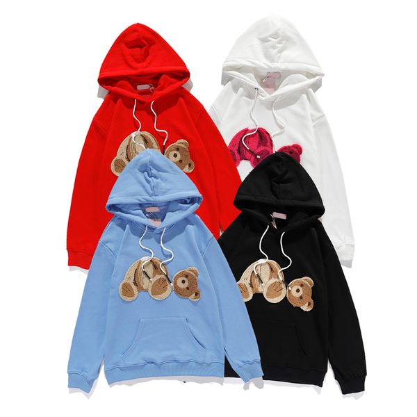 

new fashion hoodie broken bear sweatshirt teddy bear trendy terry explosion sweater style men and women size s-xl, Black
