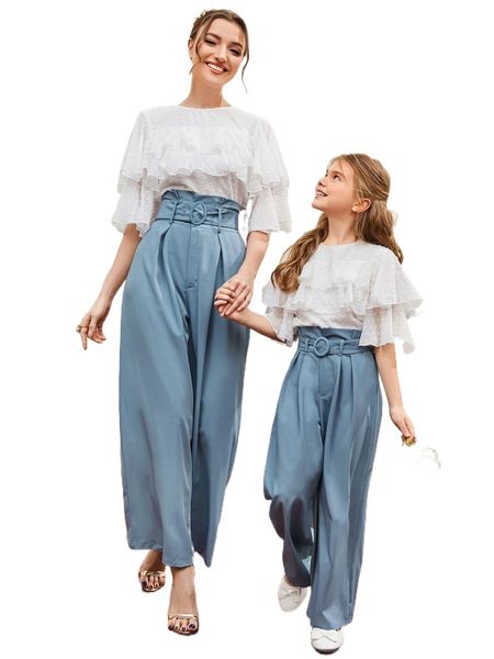 

1 pc o-ring belted self belted pants b7ke#, Black;white