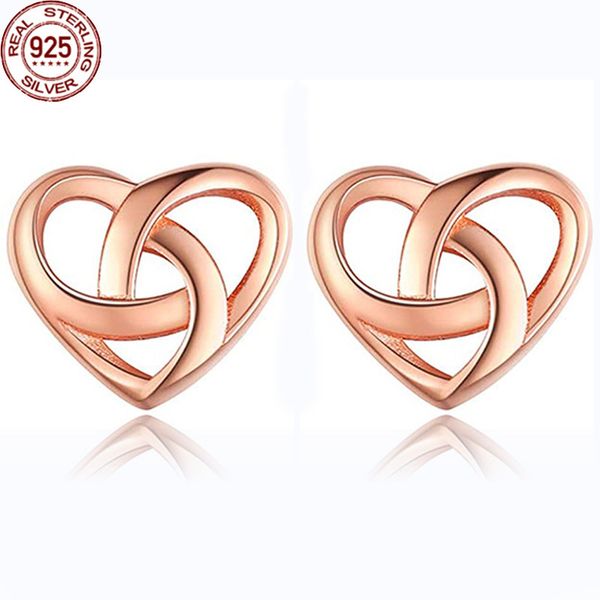

2022 s925 silver ear nail celtic knot interwoven heart-shaped love earrings charm simple jewelry female party, Golden