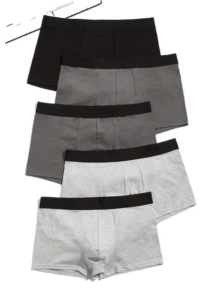 

men 5pcs tape-waist boxer brief p2cl#, Black;brown