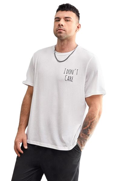 

extended sizes men slogan graphic tee f0og#, White;black