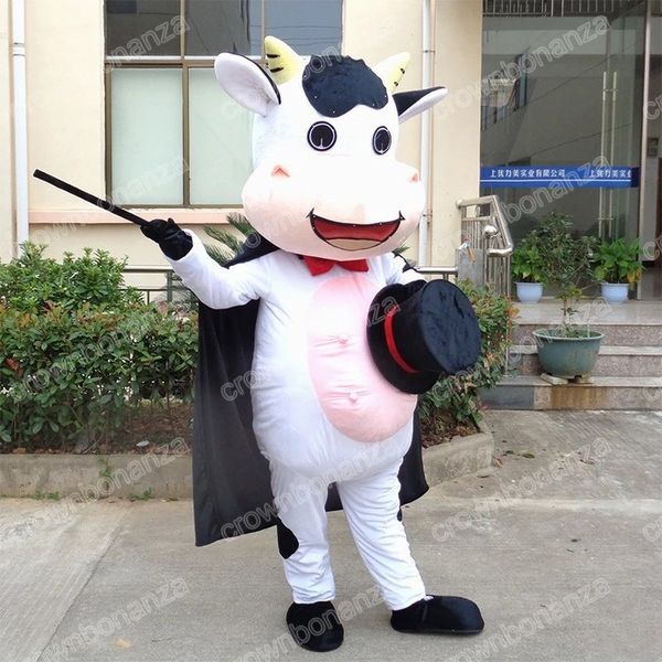 Traje de mascote de vaca de halloween de alta qualidade desenho animado de car￡ter de vaca de car￡ter adultos tamanho de natal carnaval festa de anivers￡rio fora de roupa ao ar livre