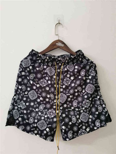 

rhude shorts men women rh short pants mesh breechcloth long yellow drawstring sports training beach 14n4, White;black