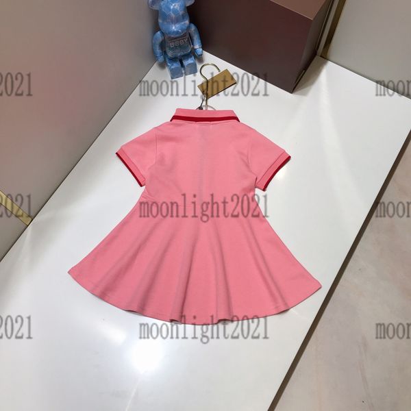 

2022ss newly girls cotton pleated short sleeved dress summer vest skirts polo zipper decoration pink color brand designer dresses size high-, Red;yellow