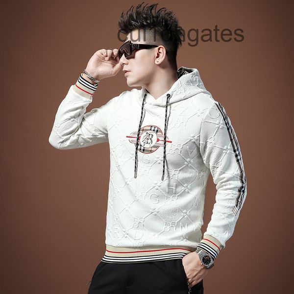 

2022 designer b br coats and hoodie thread embroidery temperament hooded jacquard sweater men's pullover autumn leisure sports creative, Black