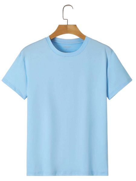 

men solid round neck tee v9fm#, White;black