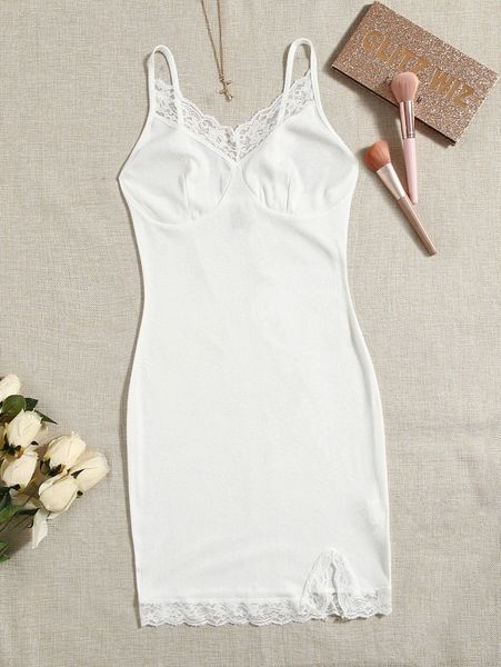 

ribbed knit lace trim split hem bodycon dress i1ry#, Black;gray