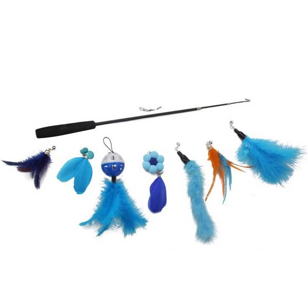 

retractable cat stick with bell feather funny interactive toy