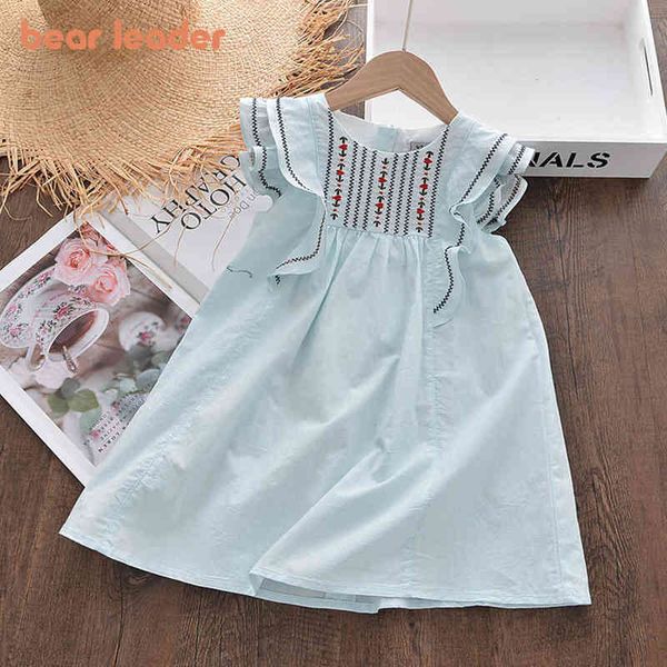 

bear leader new summer baby girls casual dresses floral embroidery flying sleeves dress for kids baby clothing princess vestidos g220518, Red;yellow