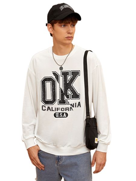 

men letter graphic drop shoulder sweatshirt z84y#, Black