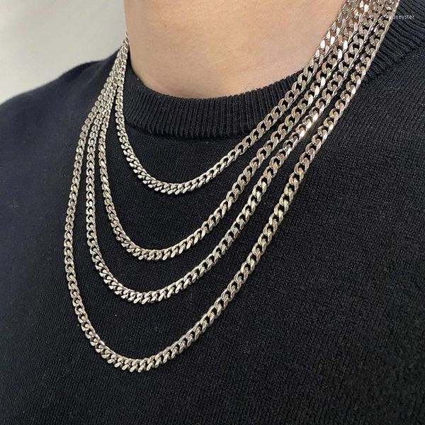 Catene Classica catena cubana da uomo Collana in acciaio inossidabile 3/5 / 7mm Wide Curb Link per le donne Choker JewelryChains Sidn22