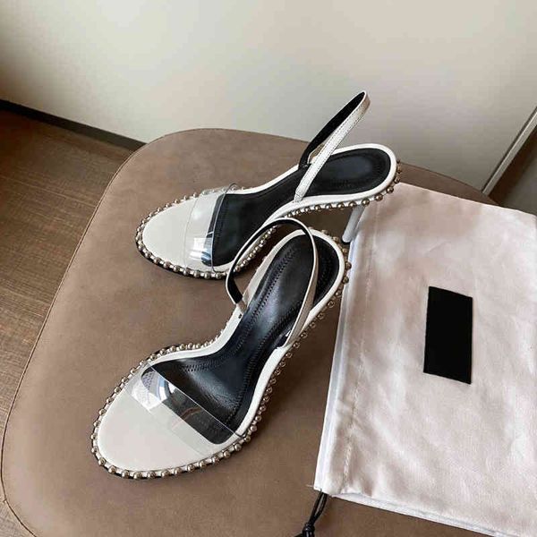 

white nova stiletto heels stylish sandals pvc super high heel summer luxury designer shoes women strap stain party heeled mules tu6x, Black