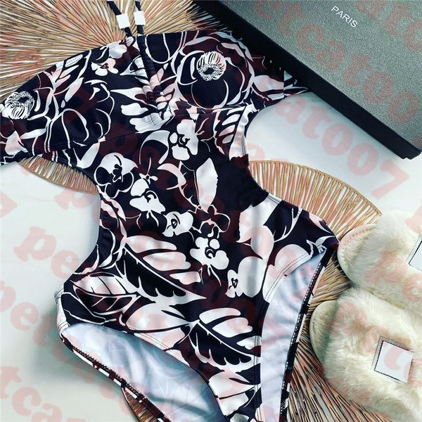 

vintage womens swimsuit one piece letter logo swimwear halter ladies bikini three colors
