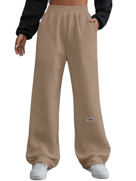 

letter patch detail slant pocket sweatpants 36zw#, Black;white