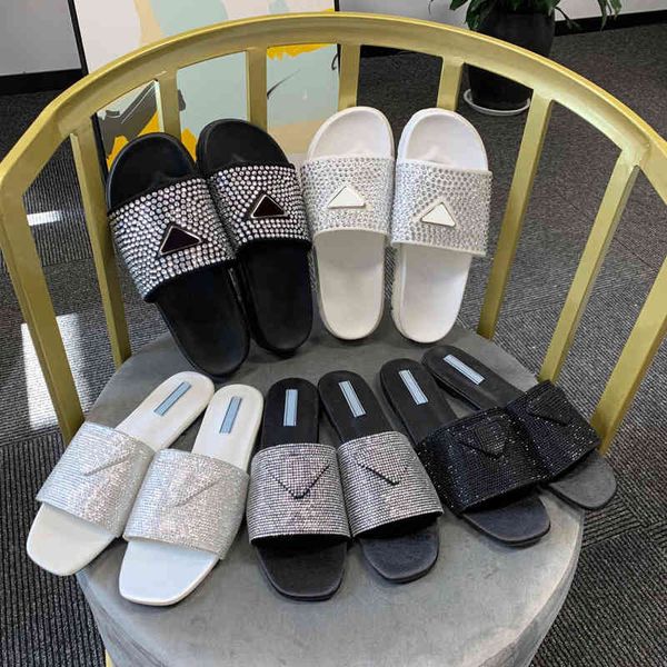 

crystals triangle satin slipper designer women mules slippers flat rubber sole slide fashion party lady size 35-42, Black